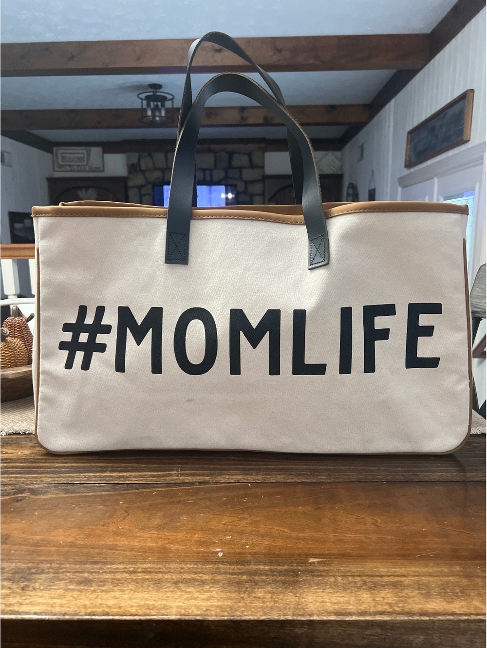 Canvas Tote Bag with #MOMLIFE Print